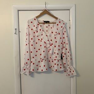 White Faux Wrap Peplum Top